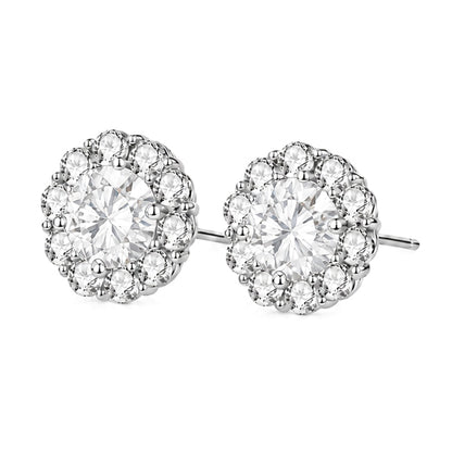 ES-20011 | D-Color 2CT Stud Earrings | White Gold Plated