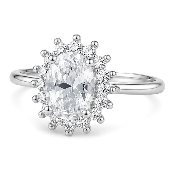 RS-10431 | Oval D-Color 1.5CT Ring | White Gold Plated