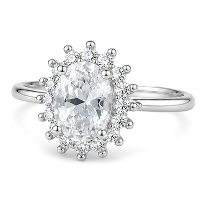 RS-10431 | Oval D-Color 1.5CT Ring | White Gold Plated