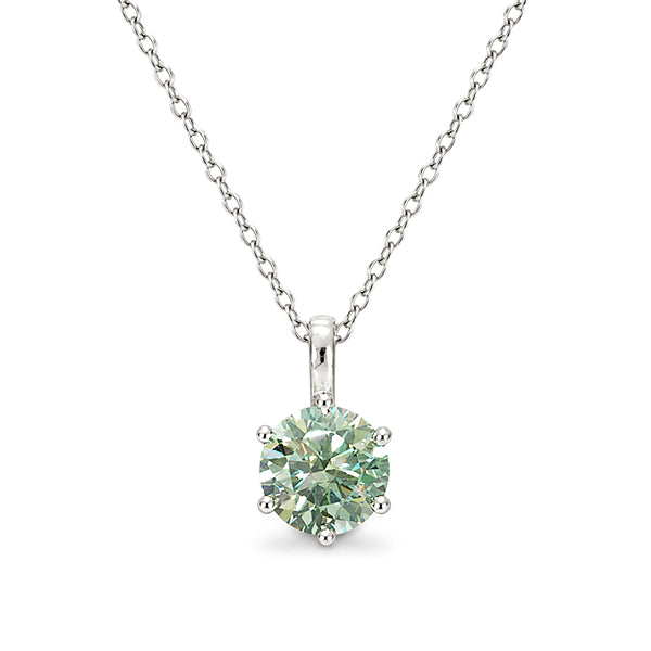 NS-30092 | Fancy Color 2CT Pendant Necklace | White Gold Plated