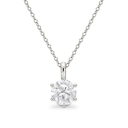 NS-30091 | D-Color 2CT Pendant Necklace | White Gold Plated