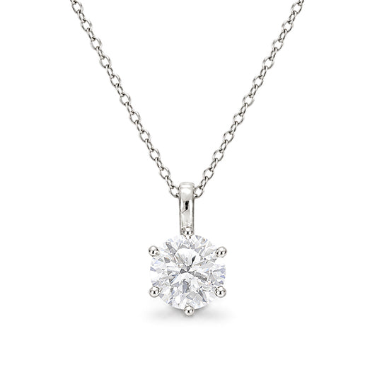NS-30091 | D-Color 2CT Pendant Necklace | White Gold Plated