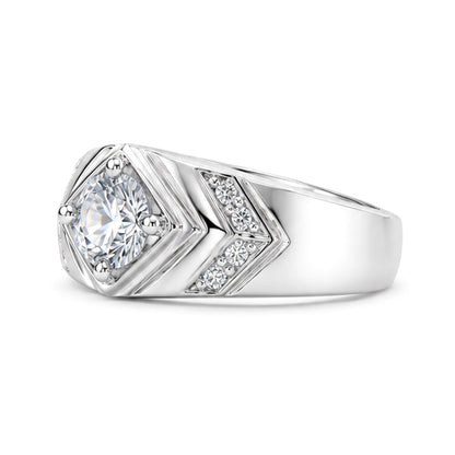 RS-10301 | Men's D-Color 1CT Ring | White Gold Plated