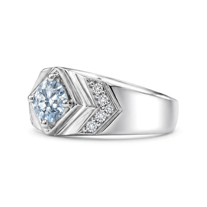 RS-10302 | Men's Fancy Color 1CT Ring | White Gold Plated
