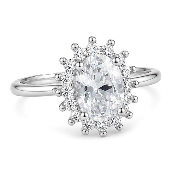 RS-10431 | Oval D-Color 1.5CT Ring | White Gold Plated