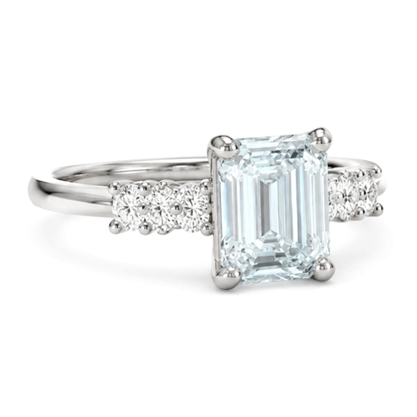 RS-10422 | Emerald 3CT Fancy Color Ring | White Gold Plated