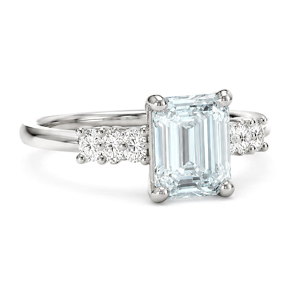RS-10422 | Emerald 3CT Fancy Color Ring | White Gold Plated
