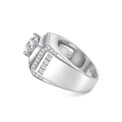 RS-10321 | Men's D-Color 1CT Ring | White Gold Plated