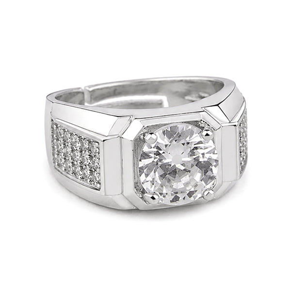 RS-10351 | Men's D-Color 2CT Ring | White Gold Plated