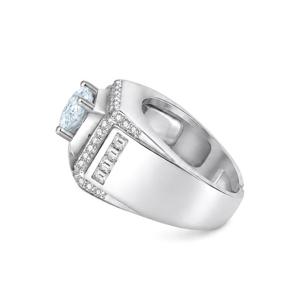 RS-10322 | Men's Fancy Color 1CT Ring | White Gold Plated