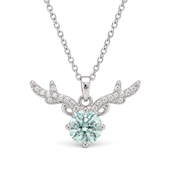 NS-30062 | Fancy Color 2CT Pendant Necklace | White Gold Plated