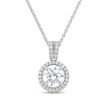 NS-30081 | D-Color 3CT Pendant Necklace | White Gold Plated