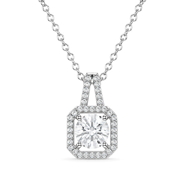 NS-30101 | D-Color 2CT Pendant Necklace | White Gold Plated