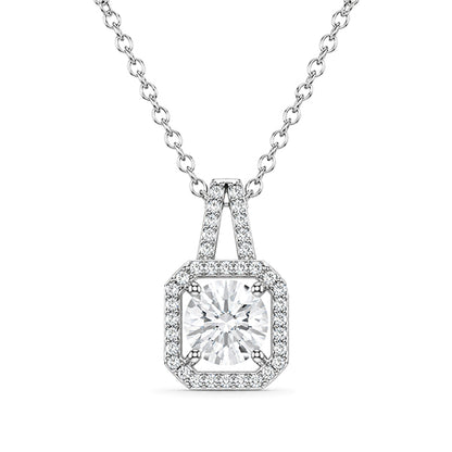 NS-30101 | D-Color 2CT Pendant Necklace | White Gold Plated