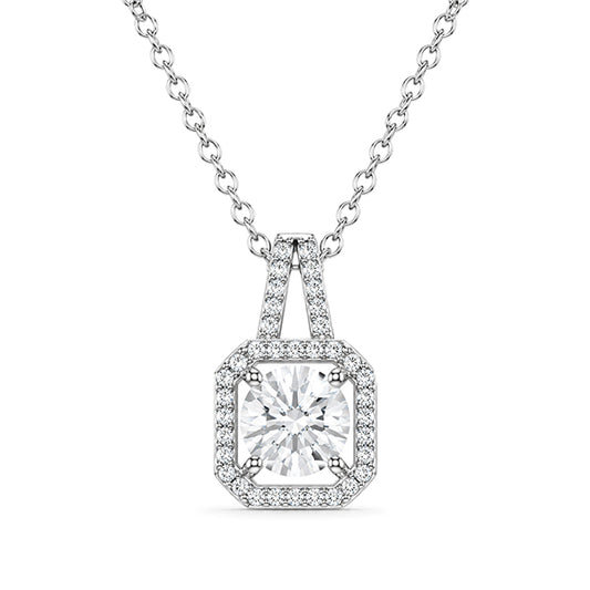 NS-30101 | D-Color 2CT Pendant Necklace | White Gold Plated