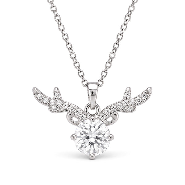 NS-30061 | D-Color 2CT Pendant Necklace | White Gold Plated