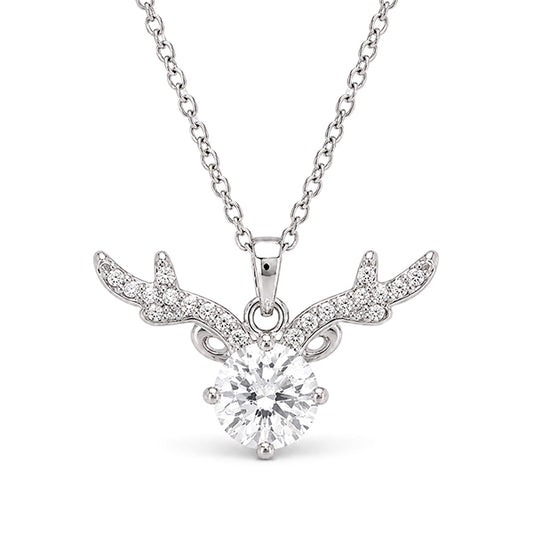 NS-30061 | D-Color 2CT Pendant Necklace | White Gold Plated