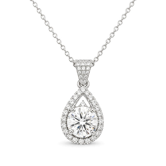 NS-30121 | D-Color 2CT Pendant Necklace | White Gold Plated