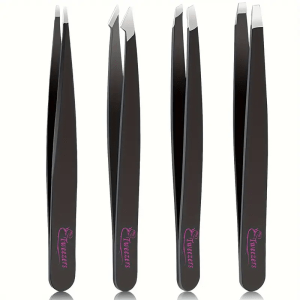 Eyebrow Tweezer Set (4-Piece) - Black
