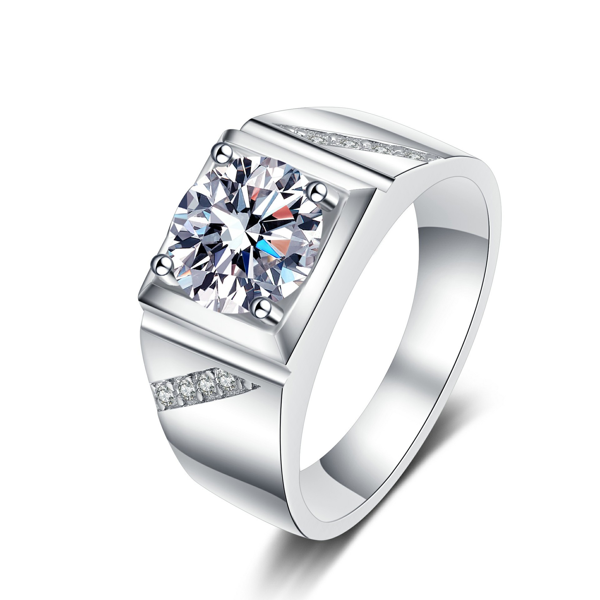 WS-20001 · 1CT Round Moissanite Ring (Men’s)
